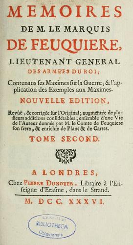 Cover for Mémoires de M. le marquis de Feuquière, lieutenant général des armées du roi