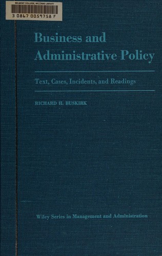 Cover for Business and administrative policy