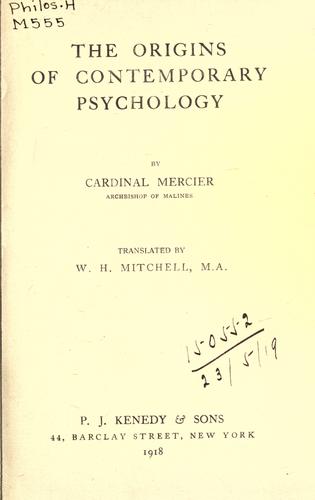 Cover for The origins of contemporary psychology