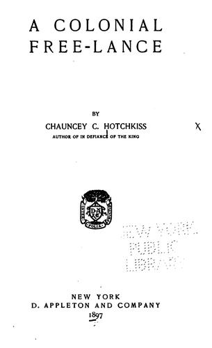 Cover for A colonial free-lance