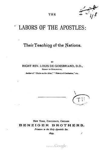 Cover for The labors of the apostles