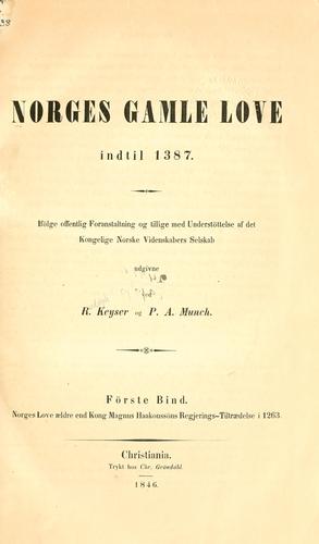 Cover for Norges gamle Love indtil 1387