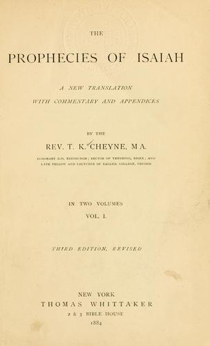 Cover for prophecies of Isaiah