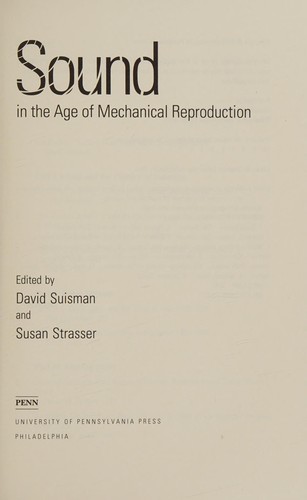 Cover for Sound in the age of mechanical reproduction