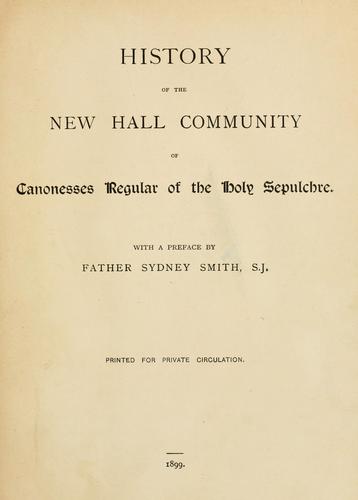 Cover for History of the New Hall community