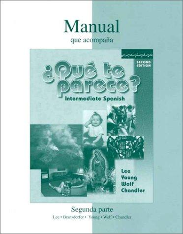 Cover for Workbook/Lab Manual (Part 2) to accompany ¿Que te parece?