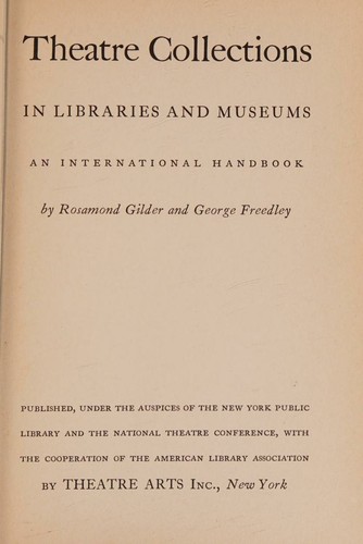 Cover for Theatre Collections in Libraries and Museums