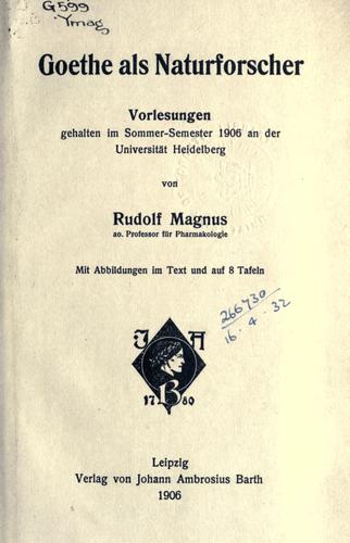 Cover for Goethe als Naturforscher