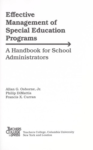 Cover for Effective management of special education programs