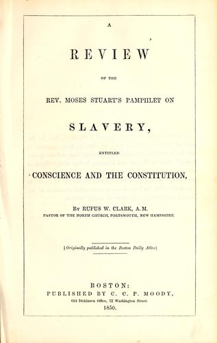 Cover for A review of the Rev. Moses Stuart's pamphlet on slavery