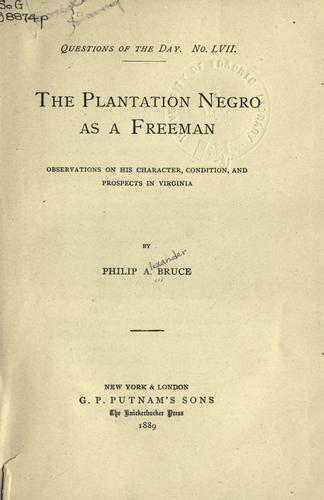 Cover for The plantation negro as a freeman