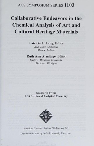 Cover for Collaborative endeavors in the chemical analysis of art and cultural heritage materials