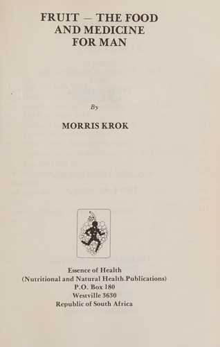 Cover for Fruit the Food and Medicine for Man