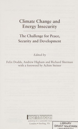Cover for Climate change and energy insecurity