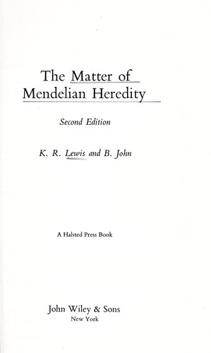 Cover for The matter of Mendelian heredity