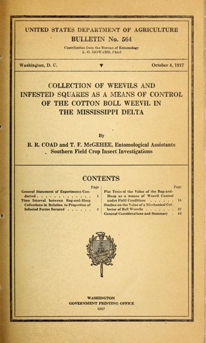 Cover for Collection of weevils and infested squares as a means of control of the cotton-boll weevil in the Mississippi Delta