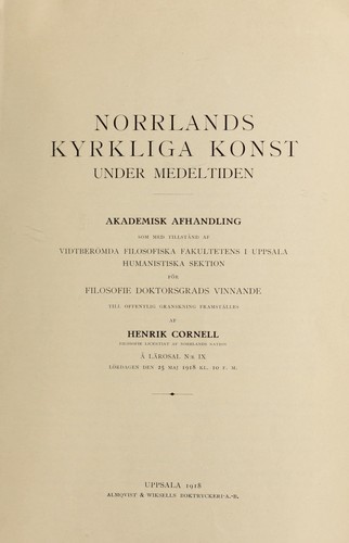 Cover for Norrlands Kyrkliga Konst under Medeltiden