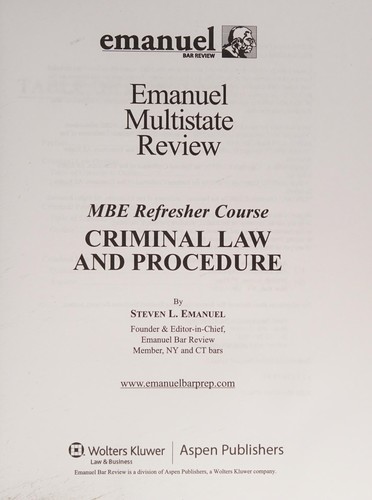 Cover for Emanuel multistate review