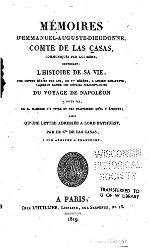 Cover for Mémoires d'Emmanuel-Auguste-Dieudonné, comte de Las Casas [sic]