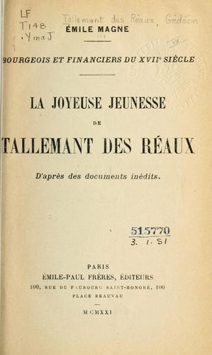 Cover for joyeuse jeunesse de Tallemant des Réaux