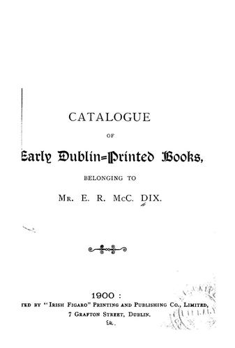 Cover for Catalogue of early Dublin-printed books