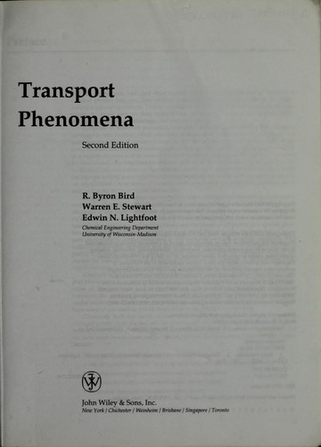 Cover for Transport phenomena