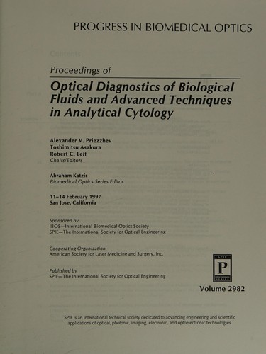 Cover for Proceedings of optical diagnostics of biological fluids and advanced techniques in analytical cytology