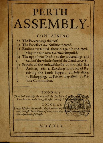 Cover for Perth Assembly