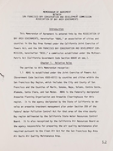 Cover for Proposed memorandum of agreement between the Commission and the Association for Bay Area Governments