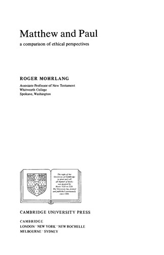 Cover for Matthew and Paul
