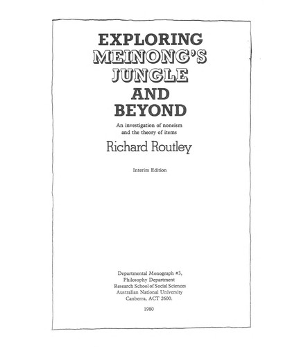 Cover for Exploring Meinong's jungle and beyond