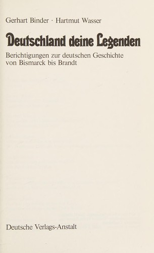 Cover for Deutschland, deine Legenden