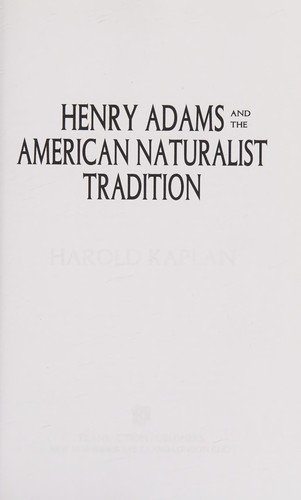 Cover for Henry Adams and the American natural tradition