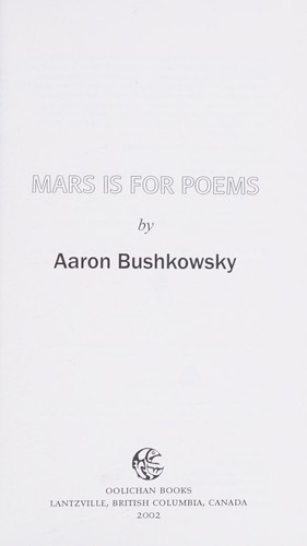 Cover for Mars is for poems