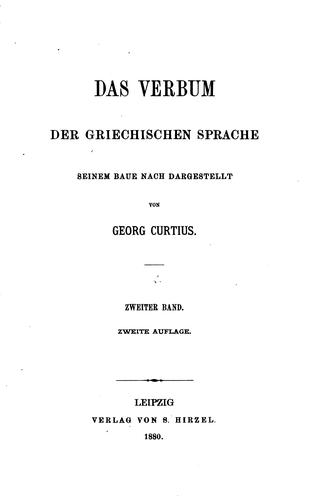 Cover for Das Verbum der griechischen Sprache seinem baue nach dargestellt
