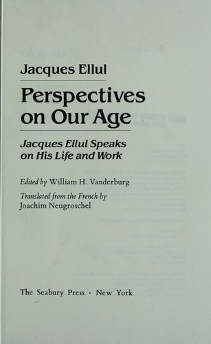 Cover for Perspectives on our age