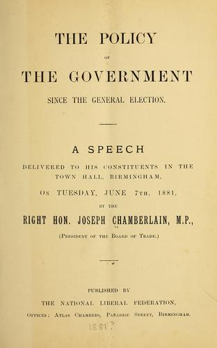 Cover for The policy of the government since the general election.
