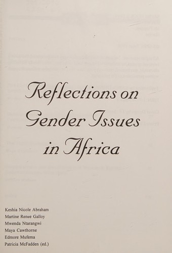 Cover for Reflections on gender issues in Africa