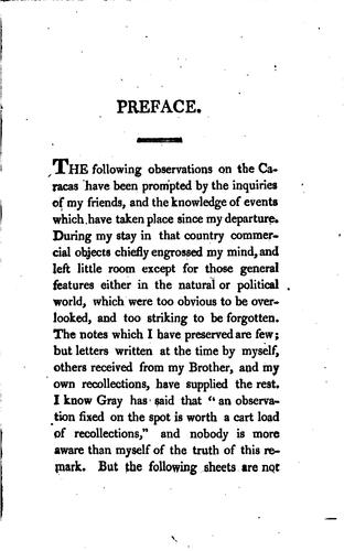 Cover for Sketch of the present state of Caracas