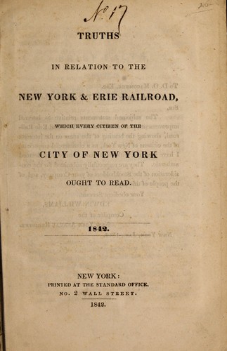 Cover for Truths in relation to the New-York & Erie Railroad
