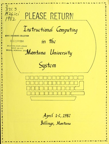 Cover for Instructional computing in the Montana University System