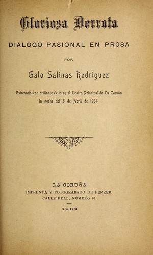 Cover for Gloriosa derrota