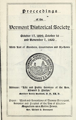 Cover for Proceedings of the Vermont Historical Society