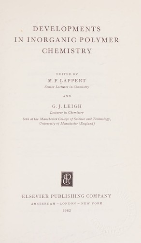 Cover for Developments in inorganic polymer chemistry