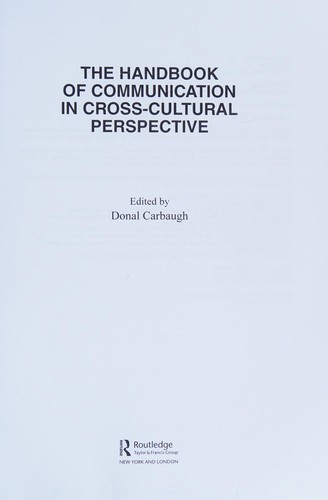 Cover for Handbook of Communication in Cross-Cultural Perspective