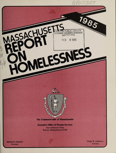 Cover for Massachusetts homelessness report 1985