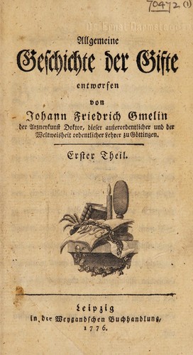 Cover for Allgemeine Geschichte der Gifte