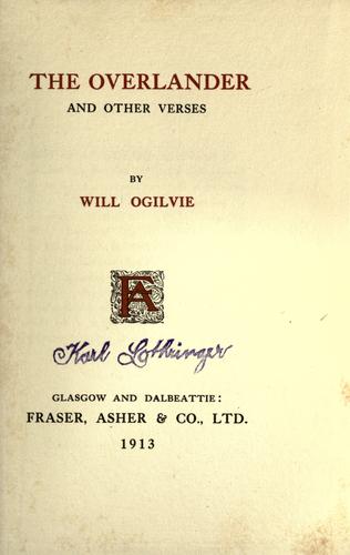 Cover for The overlander, and other verses