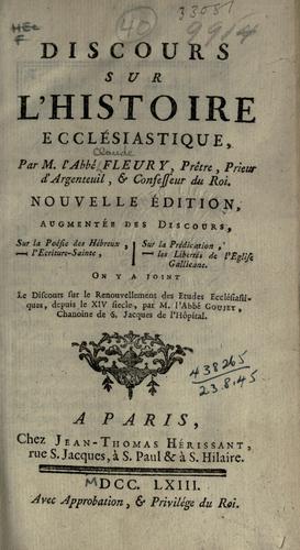 Cover for Discours sur l'histoire eccl©Øesiastique ...