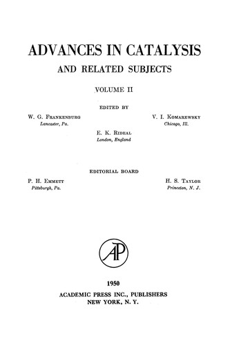 Cover for Advances in catalysis and related subjects